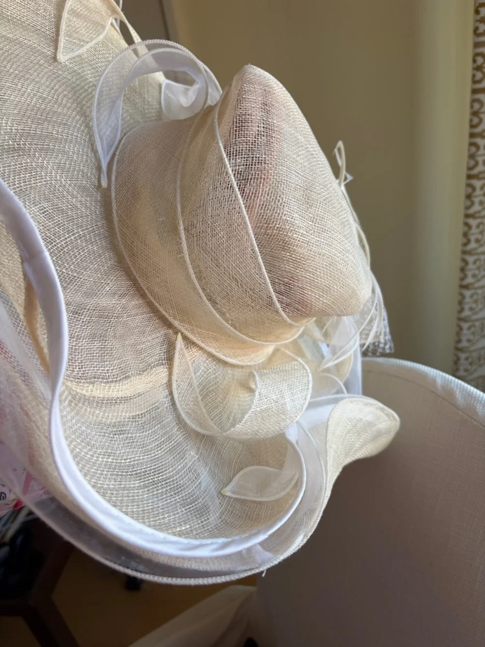 Ivory Floral Wide-Brim Occasion Hat - Picture 5 of 8